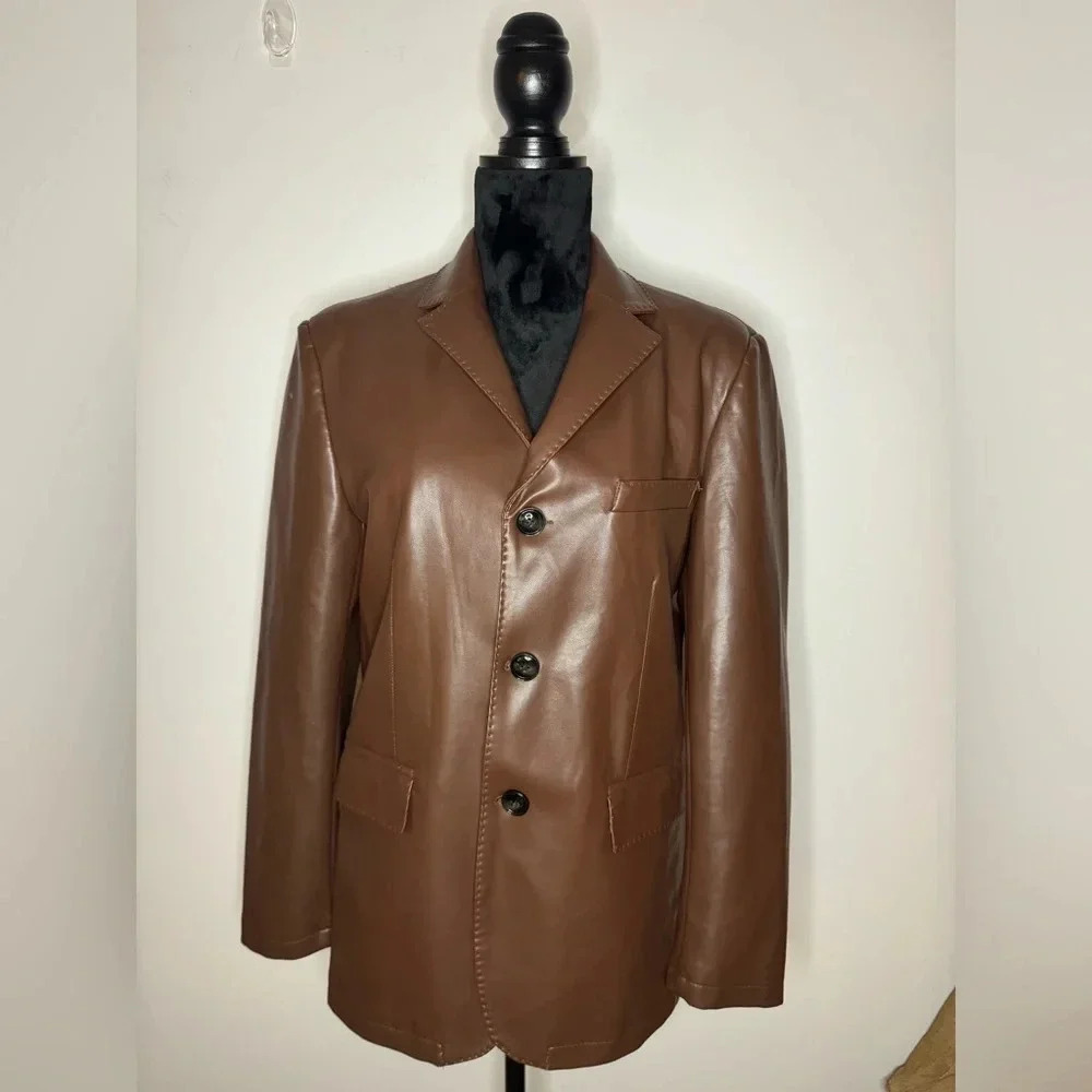 Hang hang hou Brown leather jacket